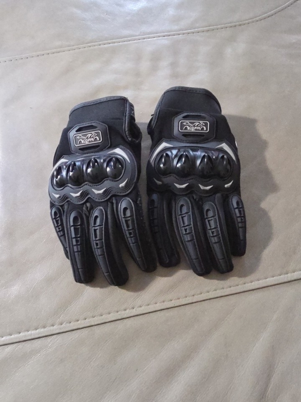 Co Fit Men's Black Motorcycle Gloves with Knuckle Protection